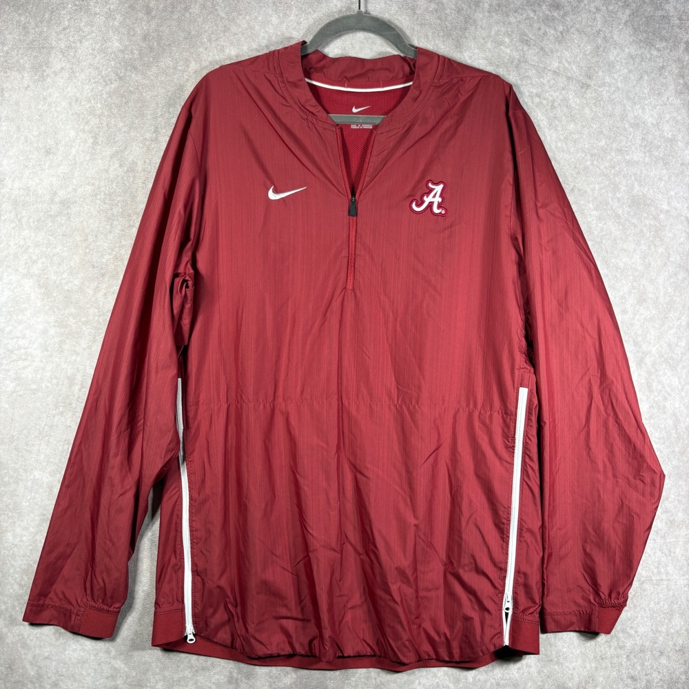 Nike Jacket Mens Large Red Alabama Crimson Tide Quarter Zip Side Vent Pullover